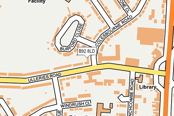 B92 8LD map - OS OpenMap – Local (Ordnance Survey)