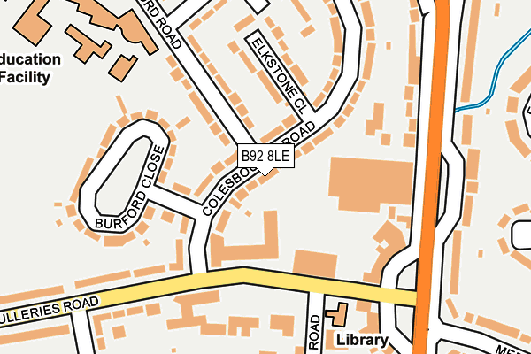 B92 8LE map - OS OpenMap – Local (Ordnance Survey)