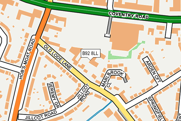 B92 8LL map - OS OpenMap – Local (Ordnance Survey)