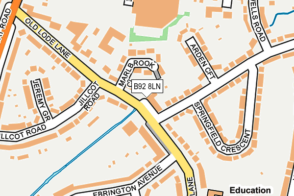 B92 8LN map - OS OpenMap – Local (Ordnance Survey)