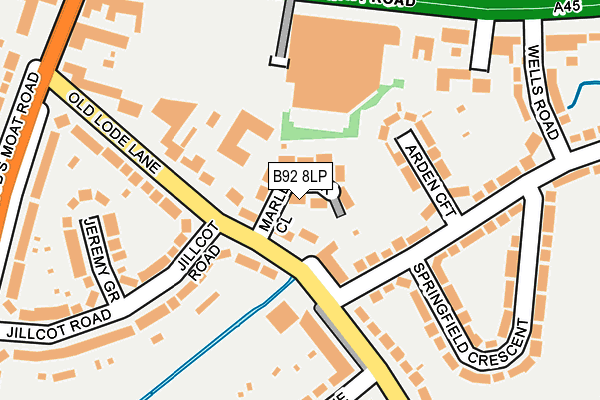 B92 8LP map - OS OpenMap – Local (Ordnance Survey)