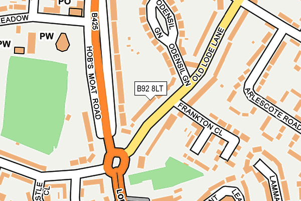 B92 8LT map - OS OpenMap – Local (Ordnance Survey)