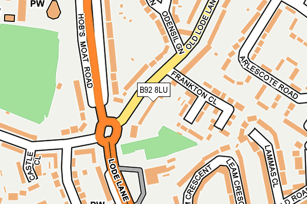 B92 8LU map - OS OpenMap – Local (Ordnance Survey)