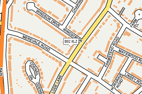 B92 8LZ map - OS OpenMap – Local (Ordnance Survey)
