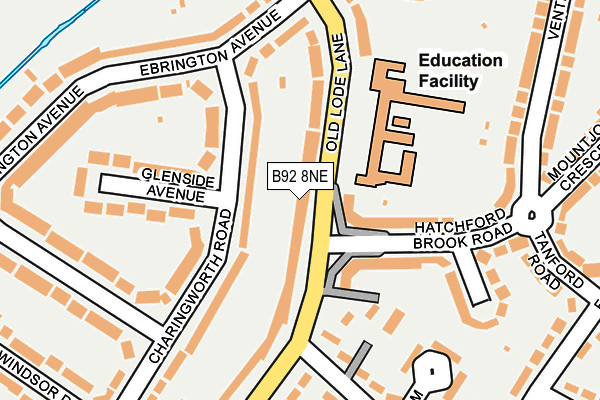 B92 8NE map - OS OpenMap – Local (Ordnance Survey)