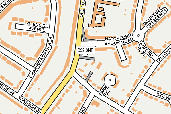 B92 8NF map - OS OpenMap – Local (Ordnance Survey)