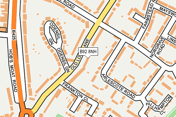 B92 8NH map - OS OpenMap – Local (Ordnance Survey)