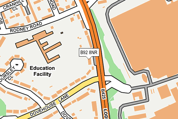 B92 8NR map - OS OpenMap – Local (Ordnance Survey)