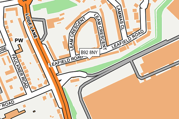 B92 8NY map - OS OpenMap – Local (Ordnance Survey)