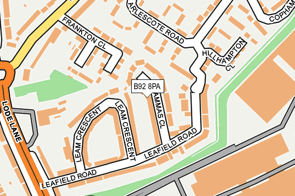 B92 8PA map - OS OpenMap – Local (Ordnance Survey)