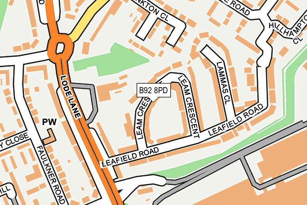 B92 8PD map - OS OpenMap – Local (Ordnance Survey)