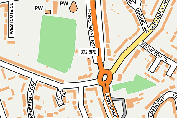 B92 8PE map - OS OpenMap – Local (Ordnance Survey)