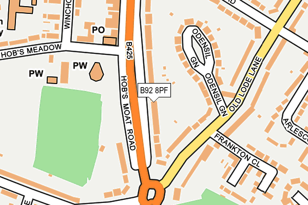 B92 8PF map - OS OpenMap – Local (Ordnance Survey)