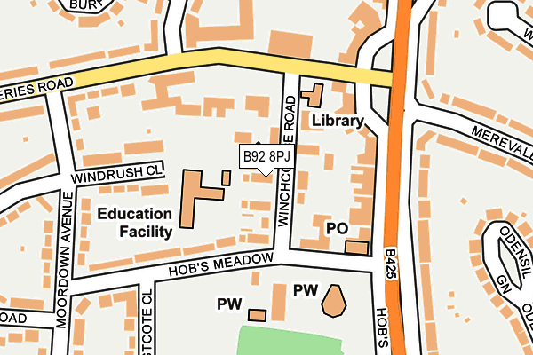 B92 8PJ map - OS OpenMap – Local (Ordnance Survey)