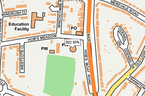 B92 8PN map - OS OpenMap – Local (Ordnance Survey)