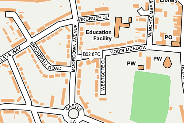 B92 8PQ map - OS OpenMap – Local (Ordnance Survey)