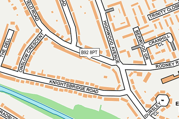 B92 8PT map - OS OpenMap – Local (Ordnance Survey)