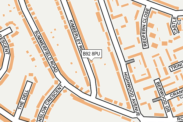 B92 8PU map - OS OpenMap – Local (Ordnance Survey)