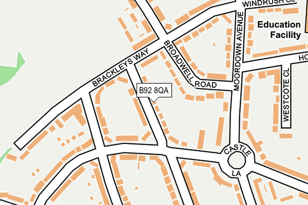 B92 8QA map - OS OpenMap – Local (Ordnance Survey)