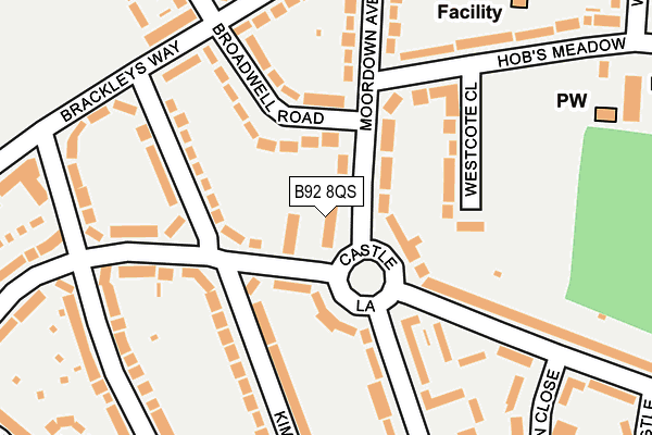 B92 8QS map - OS OpenMap – Local (Ordnance Survey)