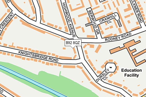 B92 8QZ map - OS OpenMap – Local (Ordnance Survey)