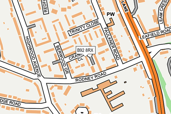 B92 8RX map - OS OpenMap – Local (Ordnance Survey)