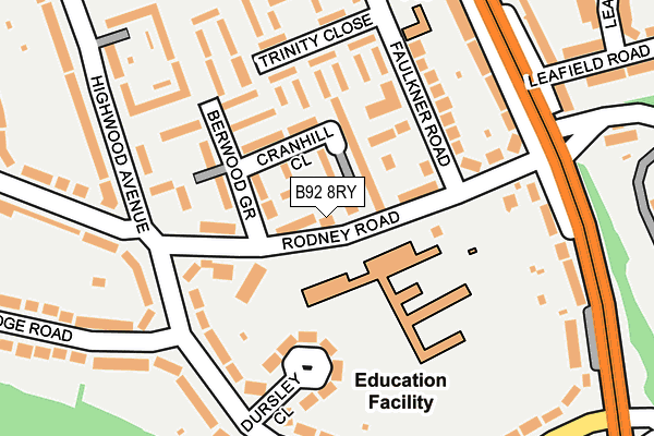 B92 8RY map - OS OpenMap – Local (Ordnance Survey)