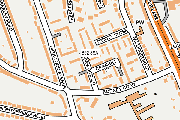 B92 8SA map - OS OpenMap – Local (Ordnance Survey)