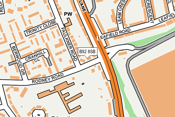 B92 8SB map - OS OpenMap – Local (Ordnance Survey)