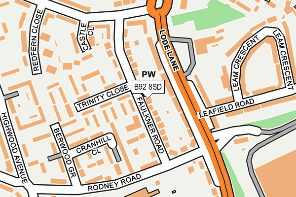 B92 8SD map - OS OpenMap – Local (Ordnance Survey)