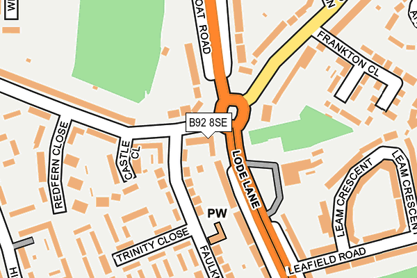 B92 8SE map - OS OpenMap – Local (Ordnance Survey)