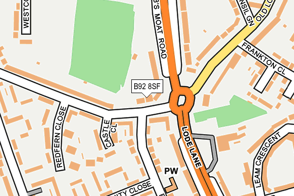 B92 8SF map - OS OpenMap – Local (Ordnance Survey)
