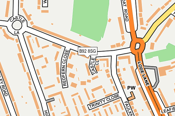 B92 8SG map - OS OpenMap – Local (Ordnance Survey)
