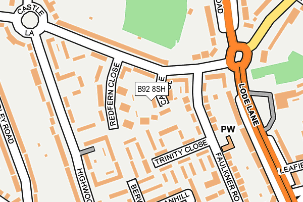 B92 8SH map - OS OpenMap – Local (Ordnance Survey)