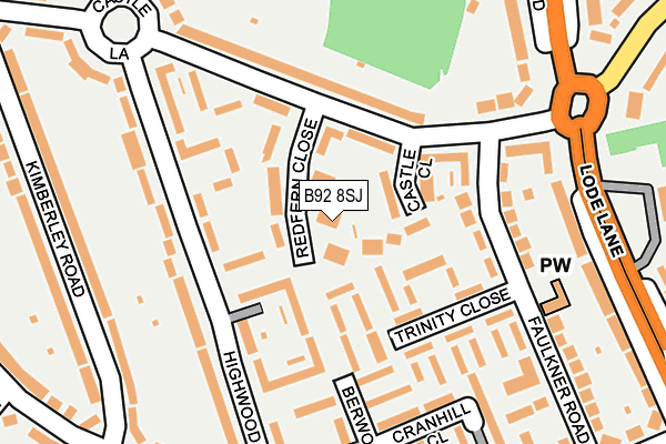 B92 8SJ map - OS OpenMap – Local (Ordnance Survey)