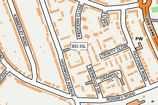 B92 8SL map - OS OpenMap – Local (Ordnance Survey)