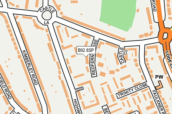 B92 8SP map - OS OpenMap – Local (Ordnance Survey)