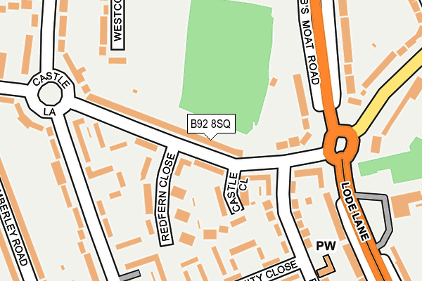 B92 8SQ map - OS OpenMap – Local (Ordnance Survey)