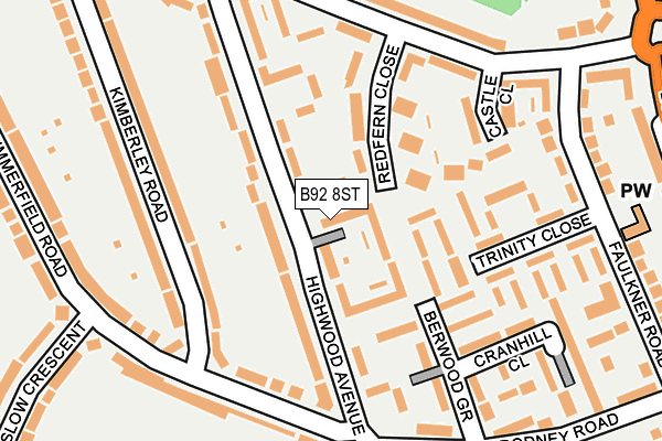 B92 8ST map - OS OpenMap – Local (Ordnance Survey)