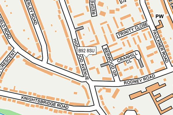 B92 8SU map - OS OpenMap – Local (Ordnance Survey)