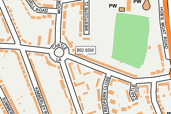 B92 8SW map - OS OpenMap – Local (Ordnance Survey)