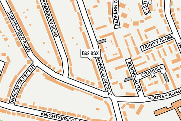B92 8SX map - OS OpenMap – Local (Ordnance Survey)