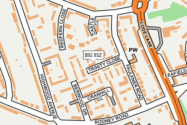 B92 8SZ map - OS OpenMap – Local (Ordnance Survey)