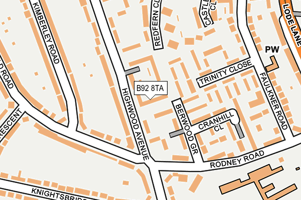 B92 8TA map - OS OpenMap – Local (Ordnance Survey)