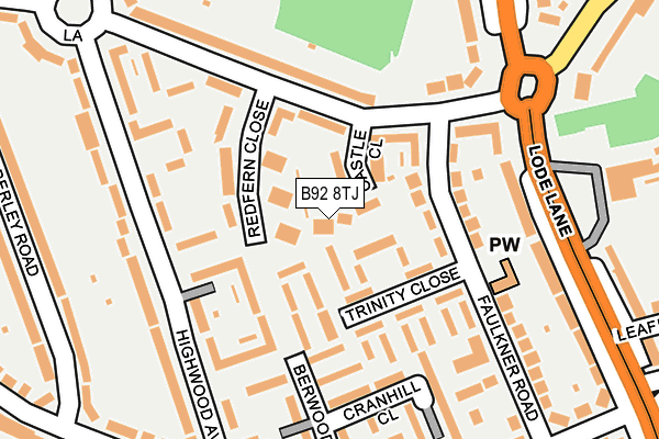 B92 8TJ map - OS OpenMap – Local (Ordnance Survey)