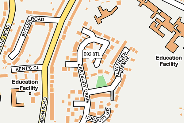 B92 8TL map - OS OpenMap – Local (Ordnance Survey)