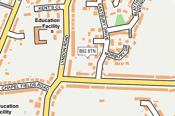 B92 8TN map - OS OpenMap – Local (Ordnance Survey)