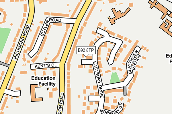 B92 8TP map - OS OpenMap – Local (Ordnance Survey)