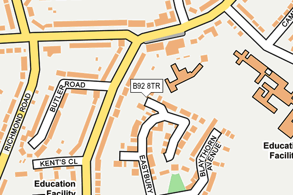 B92 8TR map - OS OpenMap – Local (Ordnance Survey)