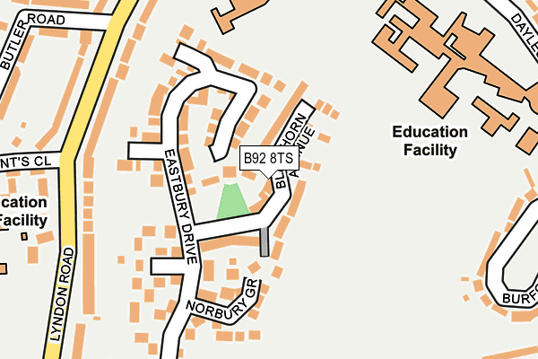 B92 8TS map - OS OpenMap – Local (Ordnance Survey)